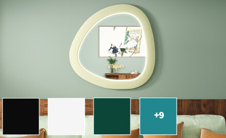 Miroir LED à forme irrégulière avec cadre en MDF laqué L308