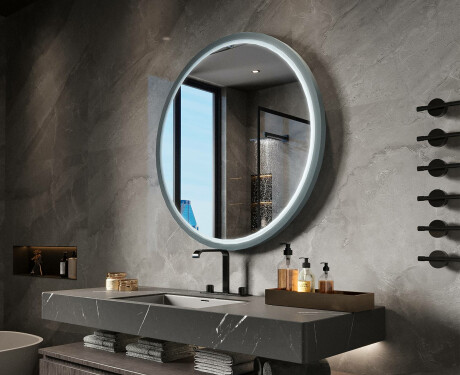 Miroir LED rond dans un cadre en MDF laqué L306