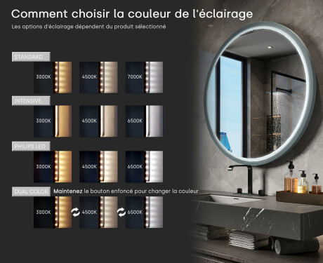 Miroir LED rond dans un cadre en MDF laqué L306 #5