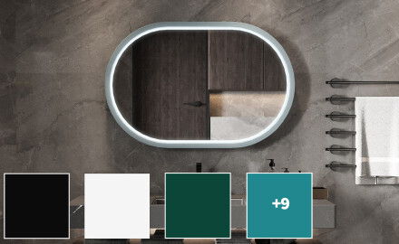 Miroir LED en forme de stade avec cadre en MDF laqué L307
