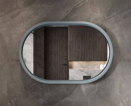 Miroir LED en forme de stade avec cadre en MDF laqué L307 #7