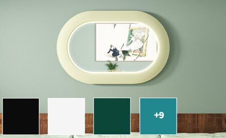 Miroir LED moderne en forme de stade avec cadre en MDF L307