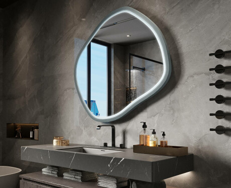 Miroir LED en forme de losange avec cadre en MDF laqué L309