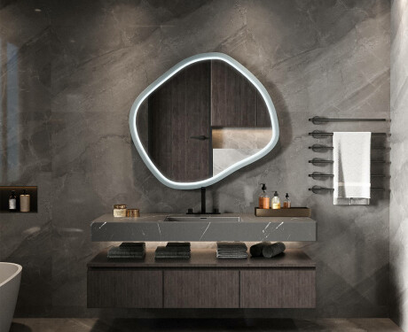 Miroir LED en forme de losange avec cadre en MDF laqué L309 #2