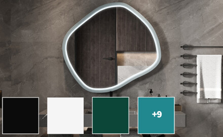 Miroir LED en forme de losange avec cadre en MDF laqué L309