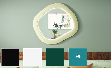 Miroir LED design en MDF de forme géométrique L309