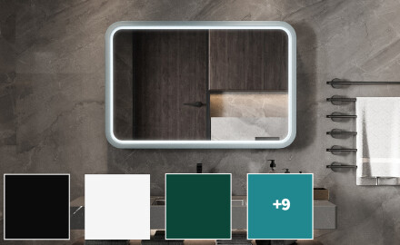 Miroir LED arrondi avec cadre en MDF laqué L305