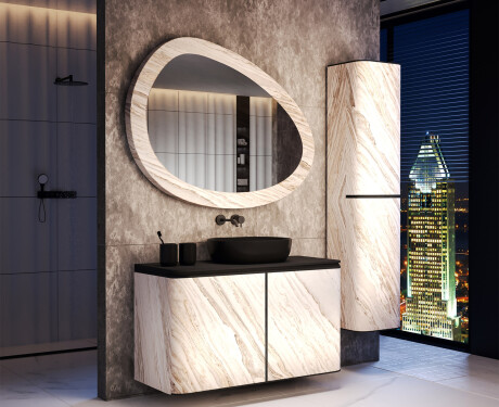 Miroir asymétrique avec texture pierre L298