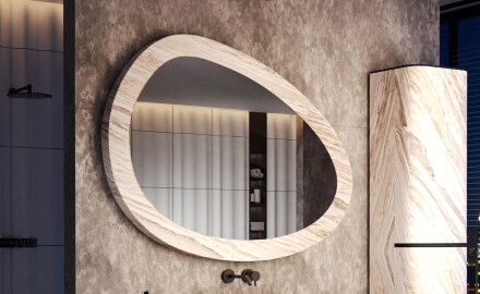 Miroir asymétrique avec texture pierre L298