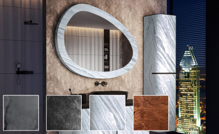 Miroir asymétrique avec texture pierre L298