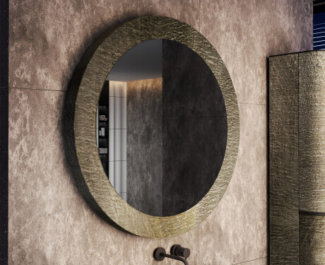Miroir rond avec un cadre en pierre L294 #4