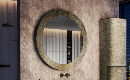 Miroir rond avec un cadre en pierre L294