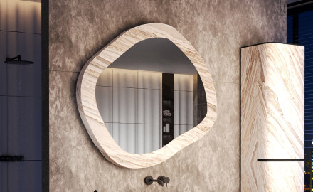 Miroir de salle de bain sur mesure avec cadre en pierre L297
