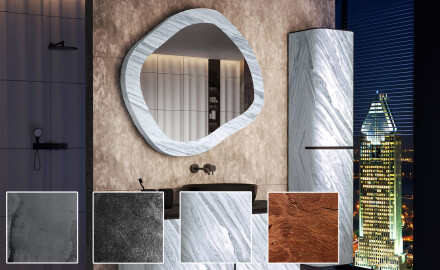 Miroir de salle de bain sur mesure avec cadre en pierre L297