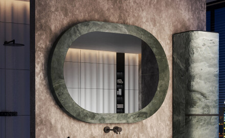 Miroir de salle de bain avec un revêtement en pierre stratifiée L295