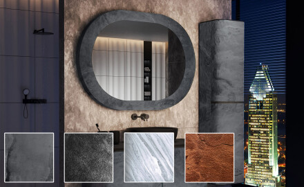 Miroir de salle de bain avec un revêtement en pierre stratifiée L295