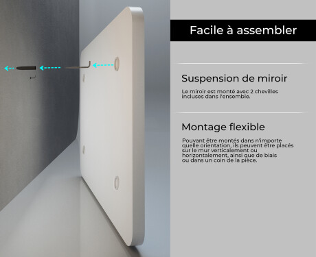 Miroir mural avec cadre arrondie L199 #5