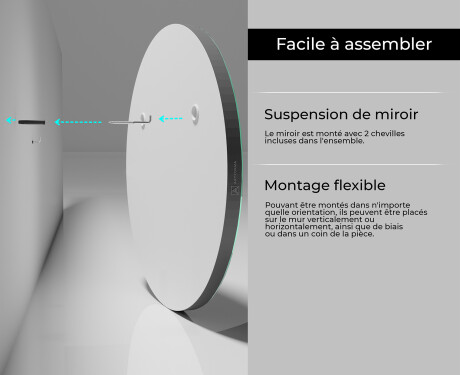 Miroir mural avec cadre rond L203 #5