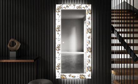 Miroir Décoratif Avec Éclairage LED Pour L'entrée - Golden Flowers