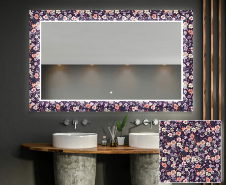 Miroir Décoratif Rétroéclairé Pour La Salle De Bains - Elegant Flowers