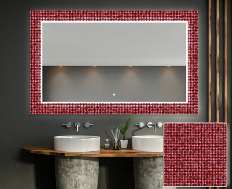 Miroir Décoratif Rétroéclairé Pour La Salle De Bains - Red Mosaic