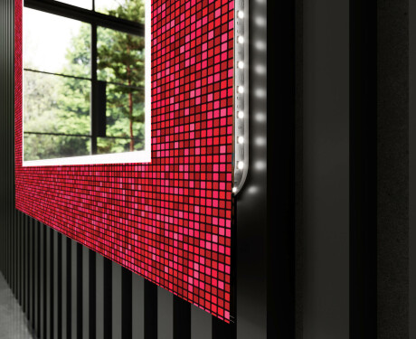 Miroir Décoratif Rétroéclairé Pour La Salle De Bains - Red Mosaic #11