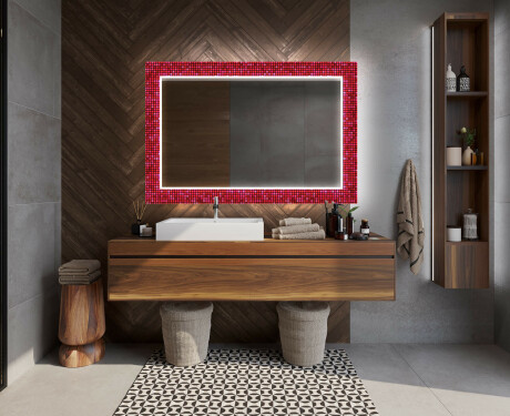 Miroir Décoratif Rétroéclairé Pour La Salle De Bains - Red Mosaic #12