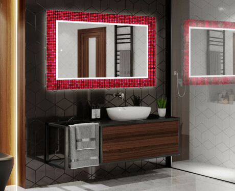 Miroir Décoratif Rétroéclairé Pour La Salle De Bains - Red Mosaic #2