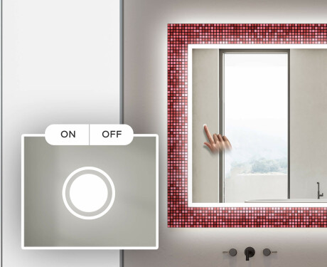 Miroir Décoratif Rétroéclairé Pour La Salle De Bains - Red Mosaic #4