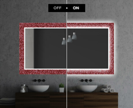 Miroir Décoratif Rétroéclairé Pour La Salle De Bains - Red Mosaic #7