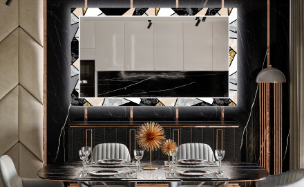 Miroir Décoratif Avec Éclairage LED Pour La Salle À Manger - Marble Pattern
