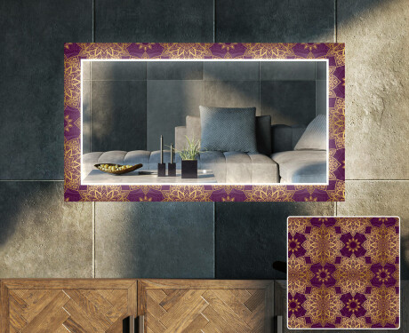 Miroir Décoratif Avec Rétroéclairage LED Pour Le Salon - Gold Mandala #1