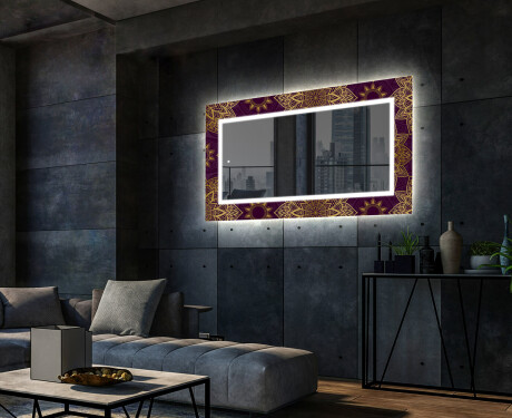 Miroir Décoratif Avec Rétroéclairage LED Pour Le Salon - Gold Mandala #2