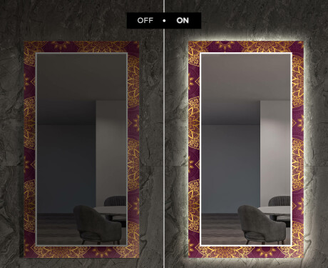 Miroir Décoratif Avec Rétroéclairage LED Pour Le Salon - Gold Mandala #7