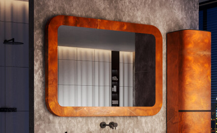 Miroir arrondi avec un cadre en pierre L293