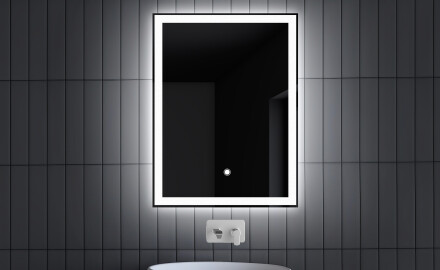 Rectangulaire Illumination Miroir LED L01, 60x80 cm, Interrupteur Tactile