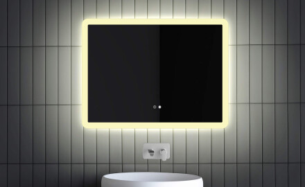 Rectangulaire Illumination Miroir LED L59, 80x60 cm, Interrupteur Tactile, Dualcolor, Tapis Chauffant