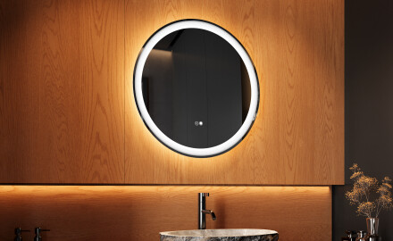 Rond Illumination LED Miroir Sur Mesure Eclairage Salle De Bain 60cm avec Dual color, Interrupteur tactile, Tapis chauffant - L76