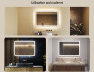 Arrondie Illumination LED Miroir Sur Mesure Eclairage Salle De Bain 100x70cm avec Dual color, Interrupteur tactile, Tapis chauffant, Haut-parleur Bluetooth - L141 #2