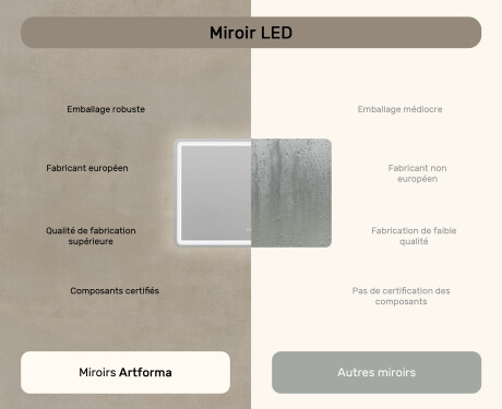 Arrondie Illumination LED Miroir Sur Mesure Eclairage Salle De Bain 100x70cm avec Dual color, Interrupteur tactile, Tapis chauffant, Haut-parleur Bluetooth - L141 #7