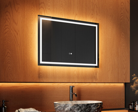 Rectangulaire Illumination LED Miroir Salle De Bain 70x50cm avec Dual color, Interrupteur tactile, Tapis chauffant - L49