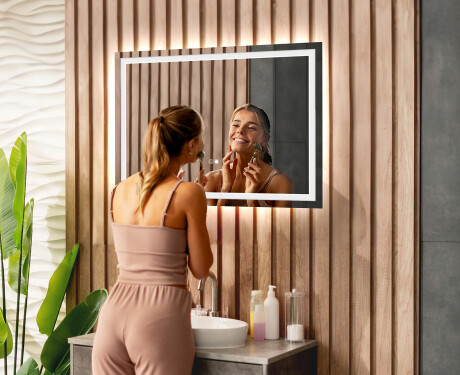 Rectangulaire Illumination LED Miroir Salle De Bain 70x50cm avec Dual color, Interrupteur tactile, Tapis chauffant - L49 #7