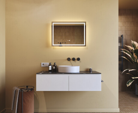 Rectangulaire Illumination LED Miroir Salle De Bain 70x50cm avec Dual color, Interrupteur tactile, Tapis chauffant - L49 #9