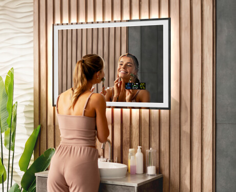 Rectangulaire Illumination LED Miroir Sur Mesure Eclairage Salle De Bain 80x60cm avec Dual color, Interrupteur tactile, Station - L01 #7