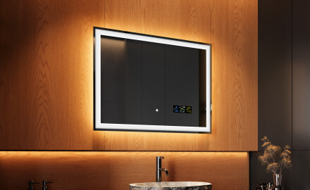 Rectangulaire Illumination LED Miroir Sur Mesure Eclairage Salle De Bain 80x60cm avec Dual color, Interrupteur tactile, Station - L01