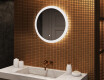 Miroir rond lumineux pour salle de bain avec lumière LED 60cm avec Dual color, Interrupteur tactile