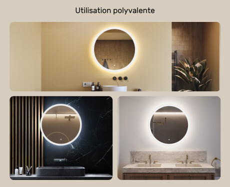 Miroir rond lumineux LED pour salle de bain 80cm avec Dual color, Interrupteur tactile #2