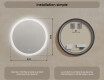Miroir rond lumineux LED pour salle de bain 80cm avec Dual color, Interrupteur tactile #7