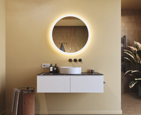 Miroir rond lumineux LED pour salle de bain 80cm avec Dual color, Interrupteur tactile #8