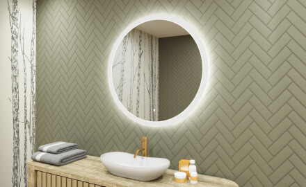 Miroir rond lumineux LED pour salle de bain 80cm avec Dual color, Interrupteur tactile
